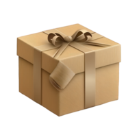 The image is of a realistic gift box made of kraft paper, with a transparent background. png