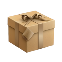 The image is of a realistic gift box made of kraft paper, with a transparent background. png