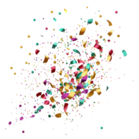 The image features a burst of multicolored confetti, set against a transparent background. png