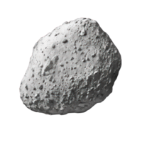 A detailed asteroid, complete with craters and rocky surfaces, sits suspended against a clear background, making it appear like it's floating in space. png