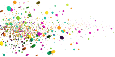 un festivo y vistoso imagen presentando un formación de multicolor papel picado dispersado a través de un transparente fondo.generativo ai png