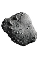 This image showcases a strikingly detailed asteroid with a rugged surface, featuring realistic shades and intricate texture, presented against a transparent background. png