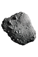 This image showcases a strikingly detailed asteroid with a rugged surface, featuring realistic shades and intricate texture, presented against a transparent background. png