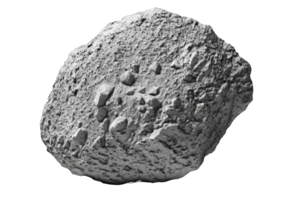 A detailed depiction of an asteroid, shown with great accuracy and clarity against a transparent background. png