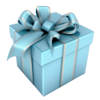 This image features a vibrant blue gift box adorned with a stunningly crafted bow, all set against a transparent background. png