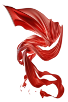 In this image, a billowing red silk fabric is shown gracefully flying against a clear and transparent background. png