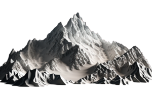 The image depicts a series of three realistic mountains, each with its unique formation and textures, floating on a transparent background. png