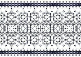 geometric and flower white line ethnic fabric pattern on blue background for cloth carpet wallpaper background wrapping etc. vector