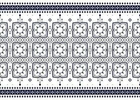 geométrico y flor blanco línea étnico tela modelo en azul antecedentes para paño alfombra fondo de pantalla antecedentes envase etc. vector