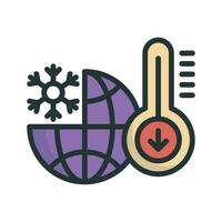 Lowering Temperature vector Fill outline icon style illustration. EPS 10 File