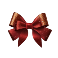 A festive glittery red bow ribbon stands out on a clear background, ready to add a touch of sparkle to any project. png