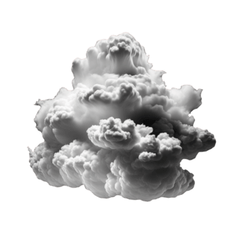 The image is a serene scene of fluffy, clear white clouds set against a transparent background. png