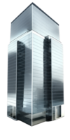 This image showcases a stunning glass skyscraper, with its sleek and modern design illuminated against a transparent background. png