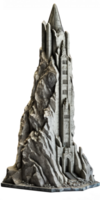 A stunning, tall skyscraper made entirely of beautiful stone stands proudly against a clean and transparent background. png