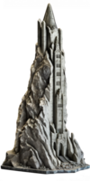 A stunning, tall skyscraper made entirely of beautiful stone stands proudly against a clean and transparent background. png