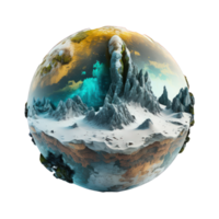 The image features a strikingly detailed and realistic alien planet, presented upon a clear and transparent background. png