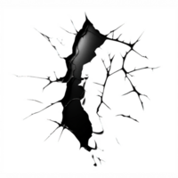 The image features a series of black, jagged cracks and fractures, set against a transparent background. png