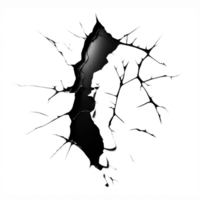 le image Caractéristiques une séries de noir, déchiqueté des fissures et fracture, ensemble contre une transparent arrière-plan.génératif ai png
