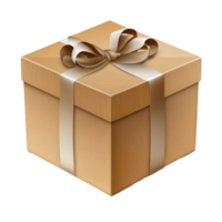 The image shows a lifelike gift box made of kraft paper, sitting on a clear and transparent background. png