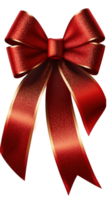 A festive and sparkly red bow ribbon complete with glitter, set against a clear and unobtrusive background. png