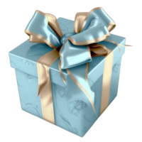 This image features a stunning blue gift box adorned with a gorgeous bow placed on a clear, see-through background. png