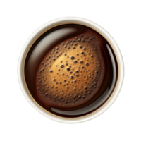 This image shows a cup of coffee viewed from the top, with a highly detailed and realistic rendering. png