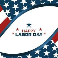 Happy Labor Day Vector greeting card or invitation card. Illustration of American national holiday with US flag.