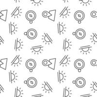 Seamless monochrome repeating pattern of sunset, compass, map pin vector