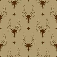 Delicate vintage deer head and stars pattern for print and design. Vector illustration.