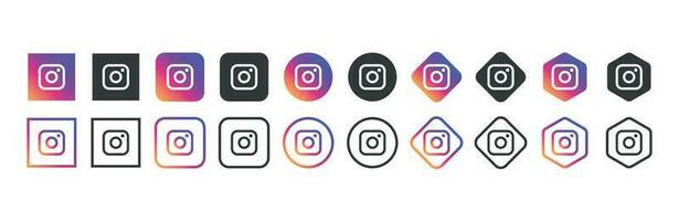 Instagram logo icon in various forms, social media icon vector