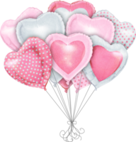 watercolor hand drawn heart shaped realistic balloons png