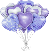 watercolor hand drawn heart shaped realistic balloons png