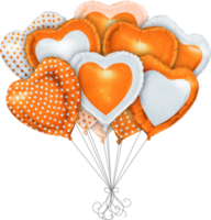 watercolor hand drawn heart shaped realistic balloons png