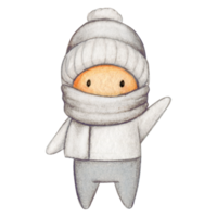 Watercolor hand drawn cute winter character png