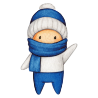 Watercolor hand drawn cute winter character png