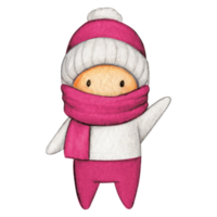 Watercolor hand drawn cute winter character png