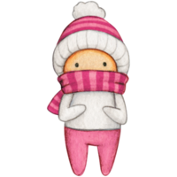 Watercolor hand drawn cute winter character png