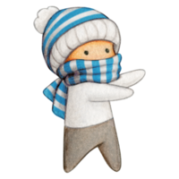 Watercolor hand drawn cute winter character png