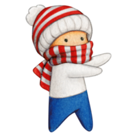 Watercolor hand drawn cute winter character png