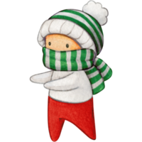 Watercolor hand drawn cute winter character png