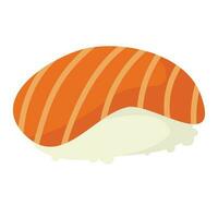 sushi roll with sesame, japanese food. Sushi roll cartoon style icon. Sushi isolated on white background. Vector cartoon sushi.  Hand draw style sushi rolls.sian food