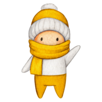 Watercolor hand drawn cute winter character png