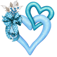 watercolor decorative linked hearts with bow png