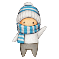 Watercolor hand drawn cute winter character png