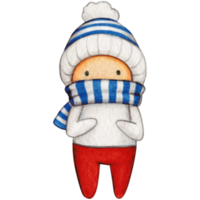 Watercolor hand drawn cute winter character png