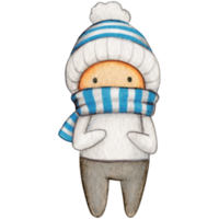 aquarelle main tiré mignonne hiver personnage png