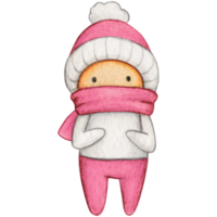 Watercolor hand drawn cute winter character png