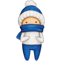 Watercolor hand drawn cute winter character png