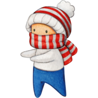 Watercolor hand drawn cute winter character png