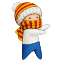 Watercolor hand drawn cute winter character png